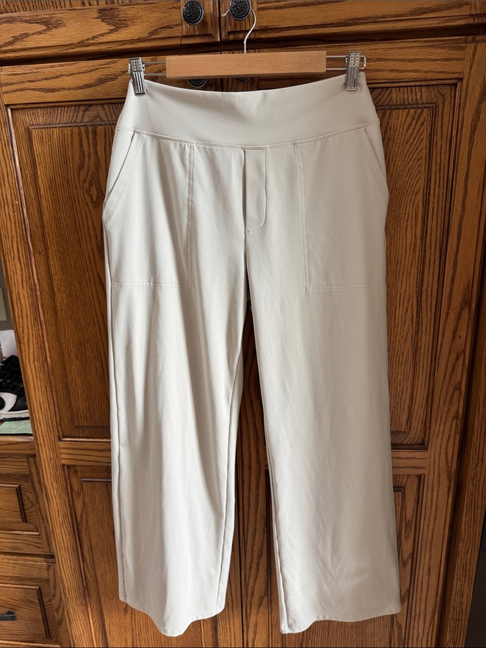 Effortless Cream Wide-Leg Pull-On Pants